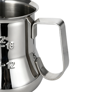 Pichet <span class=keywords><strong>à</strong></span> <span class=keywords><strong>lait</strong></span> professionnel pour barista, en acier inoxydable poli miroir, pour latte art, mesure et mousse, idéal pour les cafés et usage domestique - Product Image 4