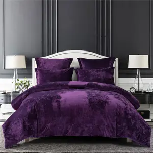 5 Pieces Distressed Velvet Comforter Set For Bedding