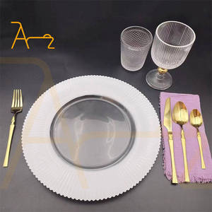 Hot bán tùy chỉnh trang trí đám cưới vàng Glass Charger tấm thủy tinh đầy màu sắc tấm ăn tối Bộ đồ ăn đặt - Product Image 4