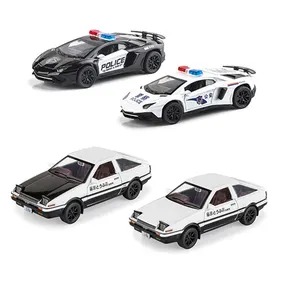 Mobil Diecast, mainan balap logam paduan kendaraan polisi 1/32