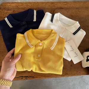 <span class=keywords><strong>Polo</strong></span> en soie glacée style coréen pour garçons été 2026 – T-shirt élégant à col tricoté pour tout-petits - Product Image 2