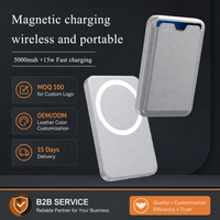 QSF Mini Power Bank Magnétique avec Porte-Cartes 5000mAh Sans Fil 15W PD 20W Charge Rapide Batterie Portable USB-C Powerbank