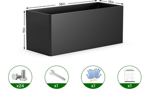 Fioriera Rettangolare Alta in Metallo per Piante da Esterno 36"<span class=keywords><strong>L</strong></span> X <span class=keywords><strong>12</strong></span>"W X 26"H, Vaso Grande in Acciaio Resistente - Product Image 5