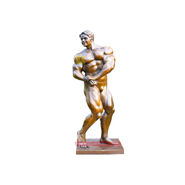 Estátua de bronze para homem musculoso, estatueta de bronze para decoração de academia, artesanato e arte em metal