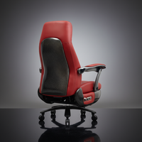 Fauteuil de bureau exécutif moderne en cuir rouge à dossier haut, pivotant, avec appui-tête souple, repose-pieds et réglage du dossier à un bouton, idéal pour le bureau à domicile