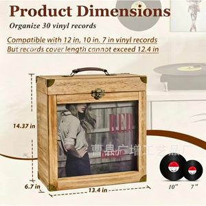 Wooden Portable Flip Top Record Cd <b>Storage</b> <b>Box</b> Solid Wood Desktop Decoration <b>Photo</b> Frame Magazine <b>Storage</b> Rectangle Standing - Product Image 5