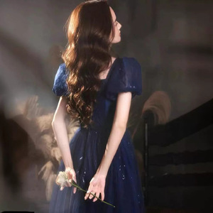 Blue Ball Gown Evening Dress Sweetheart Neckline Empire Waist Vintage Embroidered Organza Formal Wear for Banquets and Events - Product Image 3