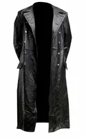 Manteau long en cuir PU noir de style allemand pour homme, uniforme classique