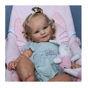 ตุ๊กตาซิลิโคนยิ้มน้ำหนักเบาเหมือนจริง,ตุ๊กตาเด็กแรกเกิดเด็กหัดเดินเด็กผู้หญิง Evelyn น่ารักขนาด20นิ้ว