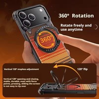 Pour iPhone 17 Pro Max coque de téléphone 17 Air avec support magnétique rotatif à 360 ° couverture en Fiber de carbone sans cadre coque anti-chute