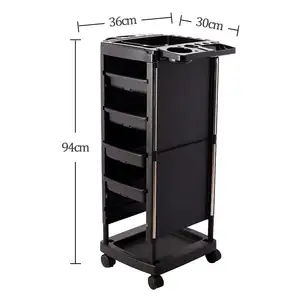 Foldable Beauty Salon Barber Store Stainless Steel Salon Trolley Cart With Removable Drawers