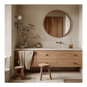 Tủ chậu lavabo treo tường gỗ sần kiểu Scandinavian tối giản thiết kế tùy chỉnh, dành cho phòng tắm nhỏ - Product Image 2