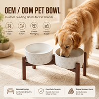 Bols en céramique surélevés pour chats, support en bois massif, gamelle surélevée sécurisée pour chiens et céréales