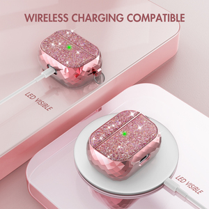 AhaStyle – étui <span class=keywords><strong>AirPods</strong></span> Blingbling pour femmes et filles, housse de protection brillante à paillettes de luxe - Product Image 3