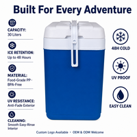Glacière à roulettes portable 30L moderne en PP et PE, résistante aux UV, étanche, durable, avec maintien de la glace pendant 5 jours, pour le stockage alimentaire