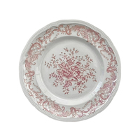 Service d'assiettes de dîner en porcelaine rose vintage, design rétro en relief, assiettes de présentation blanches à dentelle pour mariage