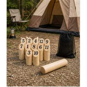 Jeu de lancer en bois numéroté avec bâtons en bambou, jeu de fête en plein air avec sac à cordon - Product Image 4