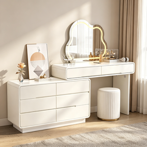 Tocador de Maquillaje Moderno de Lujo Francés en Madera Maciza Blanca con Espejo Iluminado y Cajones de Almacenamiento - Product Image 5