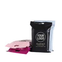 Enveloppe d'expédition en plastique PE rose avec logo imprimé personnalisé, poignée durable en polyéthylène, sac pour coursiers avec poignée