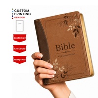Bible personnalisée en cuir PU, papier 30 g/m², impression offset A4, fabricant professionnel, bordure dorée, livre biblique original