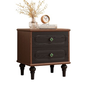 Retro Style Ash Wood Nightstand Two Tone French Design Bedroom Storage <b>Cabinet</b> - Product Image 5