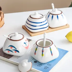 Stile giapponese Stoviglie In Ceramica Condimento Vaso di Set Da Cucina Per Uso Domestico Sale Shaker Condimento Box