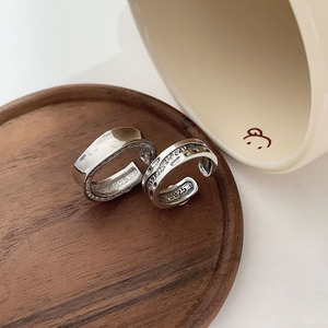 S925 Sterling Silver Vintage Textured <b>Ring</b> Geometric <b>Open</b> Design For Women Everyday Wear - Product Image 2
