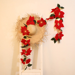 Guirlande de poinsettia Xin Rongxin 200 cm, fleurs en soie, décoration de Noël pour salon, décoration de mariage - Product Image 2