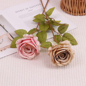 Rosa Artificial de Seda, Tallo Único, Estilo Europeo Vintage, Decoración Floral para Pasillos de Salones de Boda, Decoración del Hogar, Suave - Product Image 2