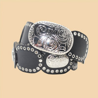 Ceinture Western Personnalisée pour Femme, Large, Marron, avec Boucle Métallique Dorée Ornée et Gravée, Accessoire pour Femme