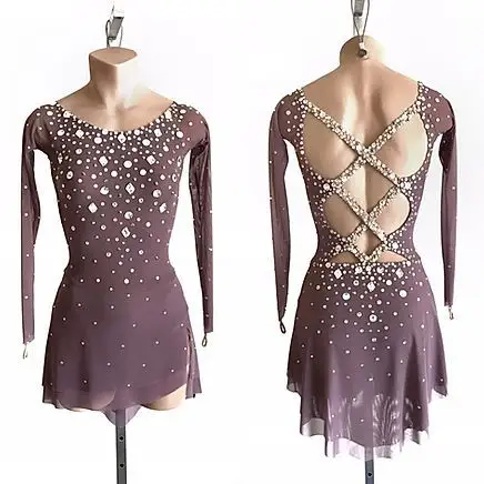 girls adult rhinestone stage dance dress artistic ice figure skating dresses competition leotards made in China