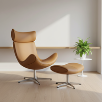 Fauteuils inclinables pivotants à dossier haut avec repose-pieds, chaise longue en cuir Lobster, ottoman, fauteuils de salon de luxe