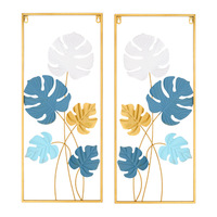 Luxe Ginkgo Feuille Fer Art Décoration Murale Écologique 3D Chinois Métal Suspendu Salon TV Fond Moderne 2 Pièces Ensemble
