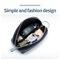 Nouvelle mode unisexe, sac à clés multifonctionnel antivol en cuir véritable, mini porte-monnaie à fermeture éclair, porte-rouge à lèvres pour le rangement