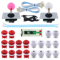 DIY 2-Player LED Buttons Microswitch Joystick d'arcade à 8 voies avec câble d'encodeur USB pour PC MAME Raspberry Pi-Game Accessoires