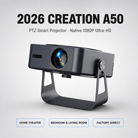 Projecteur LED intelligent Android 11.0 400 ANSI 1080P |   Support de projecteur rotatif à 180° pour plafond, mise au point automatique, portable, pour la maison