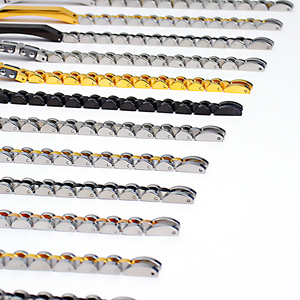 Bracciale cubano multicolore catena a doppia fila <span class=keywords><strong>con</strong></span> fibbia magnetica in acciaio inossidabile intrecciato placcato oro gioielli da uomo a doppio strato - Product Image 5