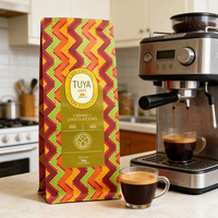 Sachet de café à fond plat personnalisé avec valve de dégazage et fermeture éclair déchirable, pochette pour café moulu Arabica Especial torréfaction moyenne