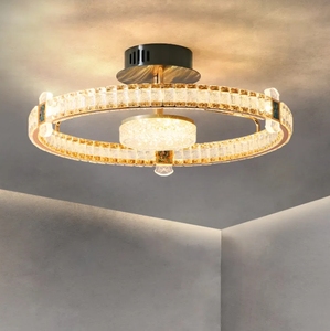 Nuevos accesorios de luces de decoración para sala de estar de dormitorio inteligente, lámpara de luces de techo Led moderna de cristal de lujo dorado - Product Image 6
