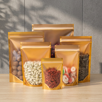 Sachets Doypack Personnalisés avec Logo Doré Brillant, Fenêtre Transparente et Fermeture Éclair, Qualité Alimentaire, pour Aliments Secs - Vente en Gros