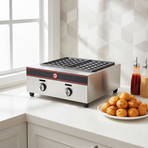 เตาย่างปลาบอลแ<span class=keywords><strong>ก</strong></span>๊สแบบมืออาชีพ 2 หัวเตา, <span class=keywords><strong>ก</strong></span>ำลังไฟสูง 26,700 BTU ใช้แ<span class=keywords><strong>ก</strong></span>๊ส LPG สำหรับย่างทาโกะยากิและไส้กรอ<span class=keywords><strong>ก</strong></span>ไต้หวัน - Product Image 1