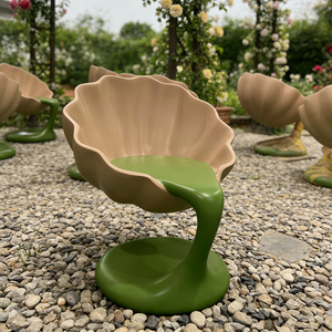 <span class=keywords><strong>Chaise</strong></span> de jardin moderne en forme de coquille, mobilier de patio de luxe au design fluide, siège sculptural en FRP imperméable pour villa - Product Image 2