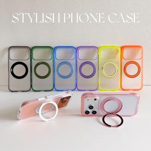 Nouvelle <span class=keywords><strong>Coque</strong></span> de Téléphone Magnétique Rotative avec Anneau, Couleurs Vibrantes, Dos Mat Translucide, Anti-Chute, Vente en Gros - Product Image 1