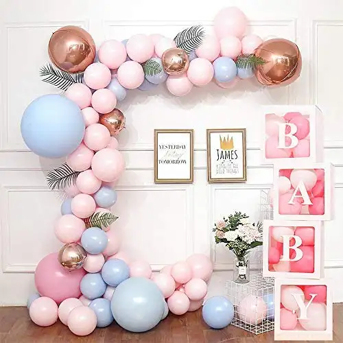 Kit de arco de globos para decoración de Baby Shower, caja transparente blanca y rosa para boda, fiesta de cumpleaños