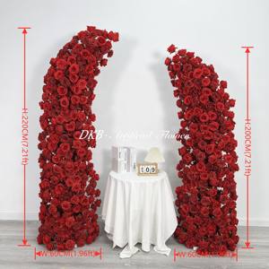 Fournitures de décoration d'événements de mariage arc de fleur rouge artificiel décor de toile de fond arc de fleur en soie arrangement de mer - Product Image 1