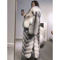 Manteau en fourrure de renard véritable tendance de haute qualité, vente directe d'usine, fourrure de renard croisé, manteau long, grande taille