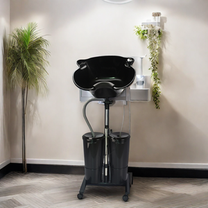 Mobiliario Profesional para Hospital y Salón Equipo <span class=keywords><strong>de</strong></span> Peluquería Lavacabezas Portátil con Ruedas y 2 Cubos - Product Image 1