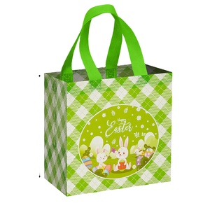 Bolsas de Tela Reutilizables con Logotipo Personalizado, Bolsas de Regalo de Pascua Laminadas, Bolsas de Compras de Tela No Tejida con Diseño de Conejito - Product Image 1