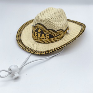 Cappello di paglia da cowboy estivo Texas con stampa logo, in tessuto di <span class=keywords><strong>carta</strong></span>, piccolo, per protezione solare, ideale per decorazioni per feste - Product Image 1