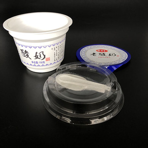 Tùy chỉnh in <span class=keywords><strong>180ml</strong></span> nhựa cốc sữa chua với lá nhôm nhiệt niêm phong Nắp - Product Image 2